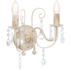 Vidaxl - Applique murale à perles Blanc antique 2 ampoules E14