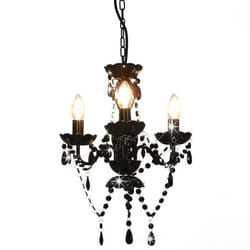 vidaXL Lustre avec perles Noir Rond 3 x E14 - TU