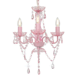 Vidaxl - Lustre avec perles Rose Rond 3 x E14