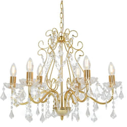 Vidaxl - Lustre avec perles de cristal Doré Rond 6 x E14