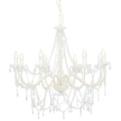 Vidaxl - Lustre avec perles Blanc 8 ampoules E14