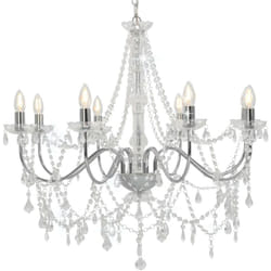 vidaXL Lustre avec perles Argenté 8 ampoules E14