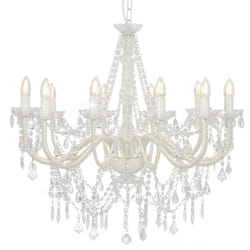 Vidaxl - Lustre avec perles Blanc 12 ampoules E14