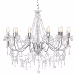 vidaXL Lustre avec perles Argenté 12 ampoules E14 - TU
