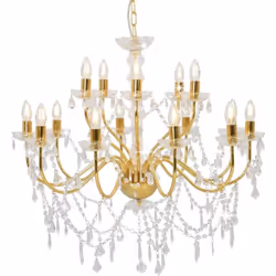 Avec son design classique et élégant, ce lustre fantaisie avec cristal et perles scintillantes fera certainement une déclarat ...