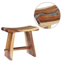 vidaXL Tabouret Bois de Suar solide et polyrésine - TU