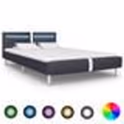 vidaXL Cadre de lit avec LED sans matelas noir 140x200 cm similicuir - 140 x 200 cm