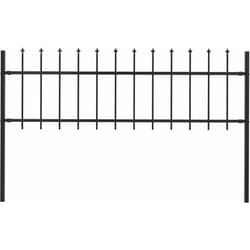 Clôture de jardin avec dessus en lance Acier 1,7 x 0,6 m Noir - Vidaxl