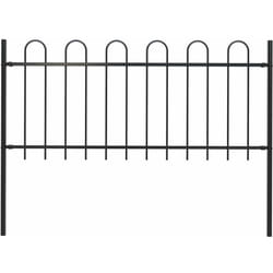 Clôture de jardin avec dessus en cerceau Acier 1,7 m Noir