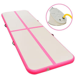 vidaXL Tapis gonflable de gymnastique avec pompe 300x100x10cm PVC Rose - TU