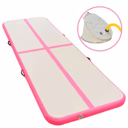 vidaXL Tapis gonflable de gymnastique avec pompe 400x100x10cm PVC Rose - TU
