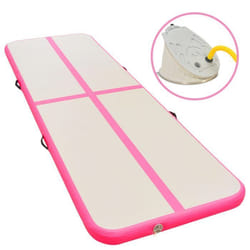 vidaXL Tapis gonflable de gymnastique avec pompe 400x100x10cm PVC Rose - TU