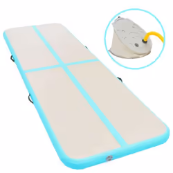 vidaXL Tapis gonflable de gymnastique avec pompe 800x100x10cm PVC Vert - TU