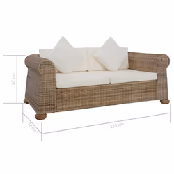 VidaXL 283073 canapé 2 siège(s) Crème, Naturel - Vue supplémentaire 8