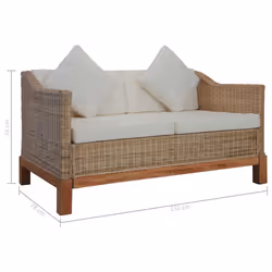 VidaXL 283076 canapé 2 siège(s) Crème, Naturel - Vue supplémentaire 8