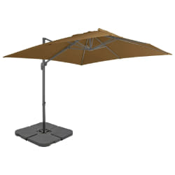 vidaXL Parasol de jardin avec base portable taupe - TU