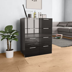 Vidaxl - Buffet Noir brillant 60x35x80 cm Bois d'ingénierie