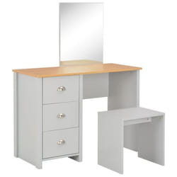vidaXL Coiffeuse avec miroir et tabouret Gris 104x45x131 cm - TU
