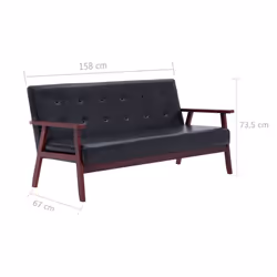VidaXL 248643 canapé 3 siège(s) Noir - Vue supplémentaire 5