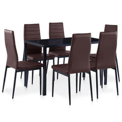 Ensemble À Dîner 7 Pcs Marron Vidaxl