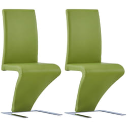 Vidaxl - Chaises à manger avec forme de zigzag lot de 2 vert similicuir