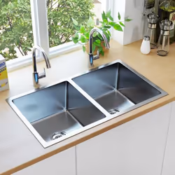 vidaXL Évier de cuisine fait à la main Acier inoxydable - TU