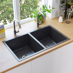 vidaXL Évier de cuisine fait à la main Noir Acier inoxydable - TU