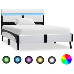 Vidaxl - Cadre de lit avec led sans matelas blanc et noir 90x200 cm