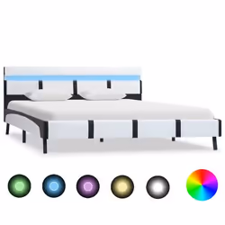 vidaXL Cadre de lit avec LED sans matelas blanc 160x200 cm - 160 x 200 cm