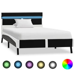 Cadre de lit avec LED Noir Similicuir 90x200 cm - vidaXL - Contemporain - Design
