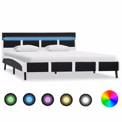 vidaXL Cadre de lit avec LED sans matelas noir 140x200 cm similicuir - 200 x 140 cm