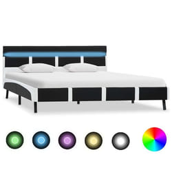 vidaXL Cadre de lit avec LED sans matelas noir 140x200 cm similicuir - 200 x 140 cm