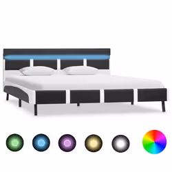 vidaXL Cadre de lit avec LED Gris Similicuir 160 x 200 cm - 160 x 200 cm