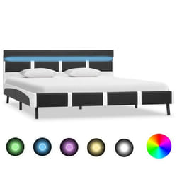 vidaXL Cadre de lit avec LED Gris Similicuir 160 x 200 cm - 160 x 200 cm