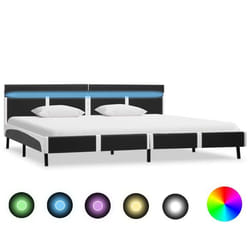 vidaXL Cadre de lit avec LED sans matelas Gris Similicuir 180x200 cm - 180 x 200 cm