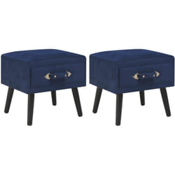 Vidaxl - Tables de chevet 2 pcs Bleu 40x35x40 cm Velours