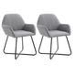 vidaXL Chaises à manger lot de 2 gris clair tissu - TU
