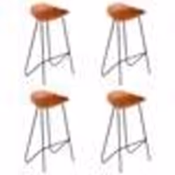 vidaXL Chaises de bar lot de 4 marron cuir véritable - TU