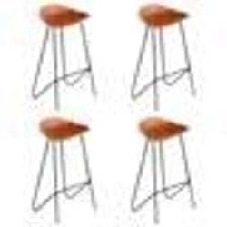 vidaXL Chaises de bar lot de 4 marron cuir véritable - TU