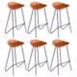 vidaXL Chaises de bar lot de 6 marron cuir véritable - TU