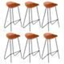 vidaXL Chaises de bar lot de 6 marron cuir véritable - TU