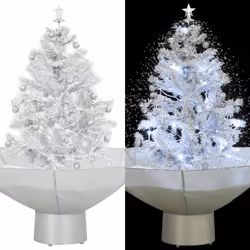 Cet arbre de Noël enneigé avec des boules de Noël et des lumières sera la pièce maîtresse de vos décorations de Noël. Ressemb ...