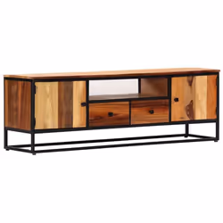 vidaXL Meuble TV 120 x 30 x 40 cm Bois de récupération massif et acier - TU
