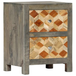 vidaXL Table de chevet Gris 40x30x50 cm Bois de manguier massif - TU