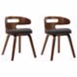 vidaXL Chaises à manger lot de 2 gris foncé bois courbé et tissu