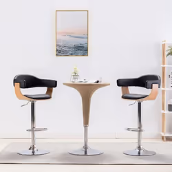vidaXL Tabourets de bar lot de 2 noir bois courbé et similicuir - TU