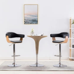 vidaXL Tabourets de bar lot de 2 noir bois courbé et similicuir - TU