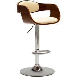vidaXL Tabouret de bar Crème Bois courbé et similicuir