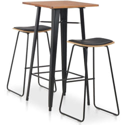 vidaXL Mobilier de bar 3 pcs Acier Noir