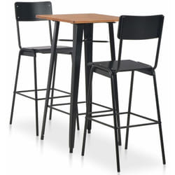 vidaXL Mobilier de bar 3 pcs Acier Noir